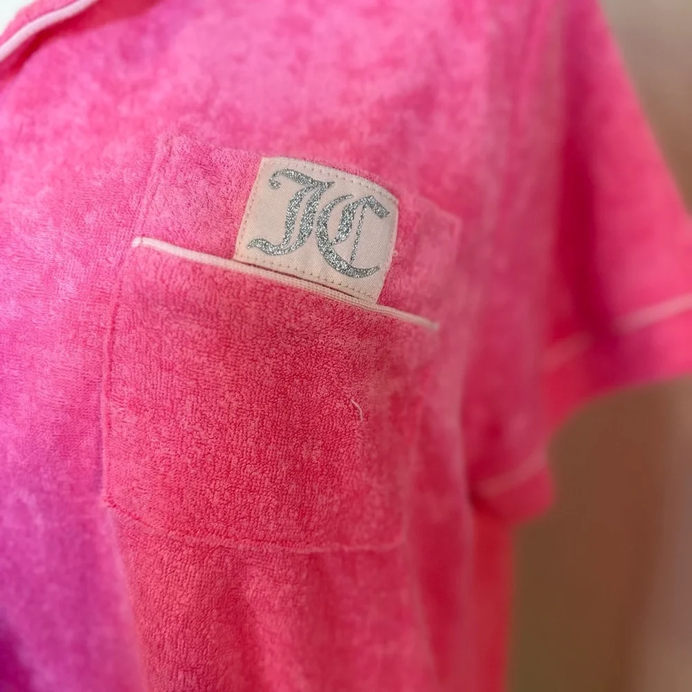 Juicy contour size large pink button down Terri‎ cloth pajama top